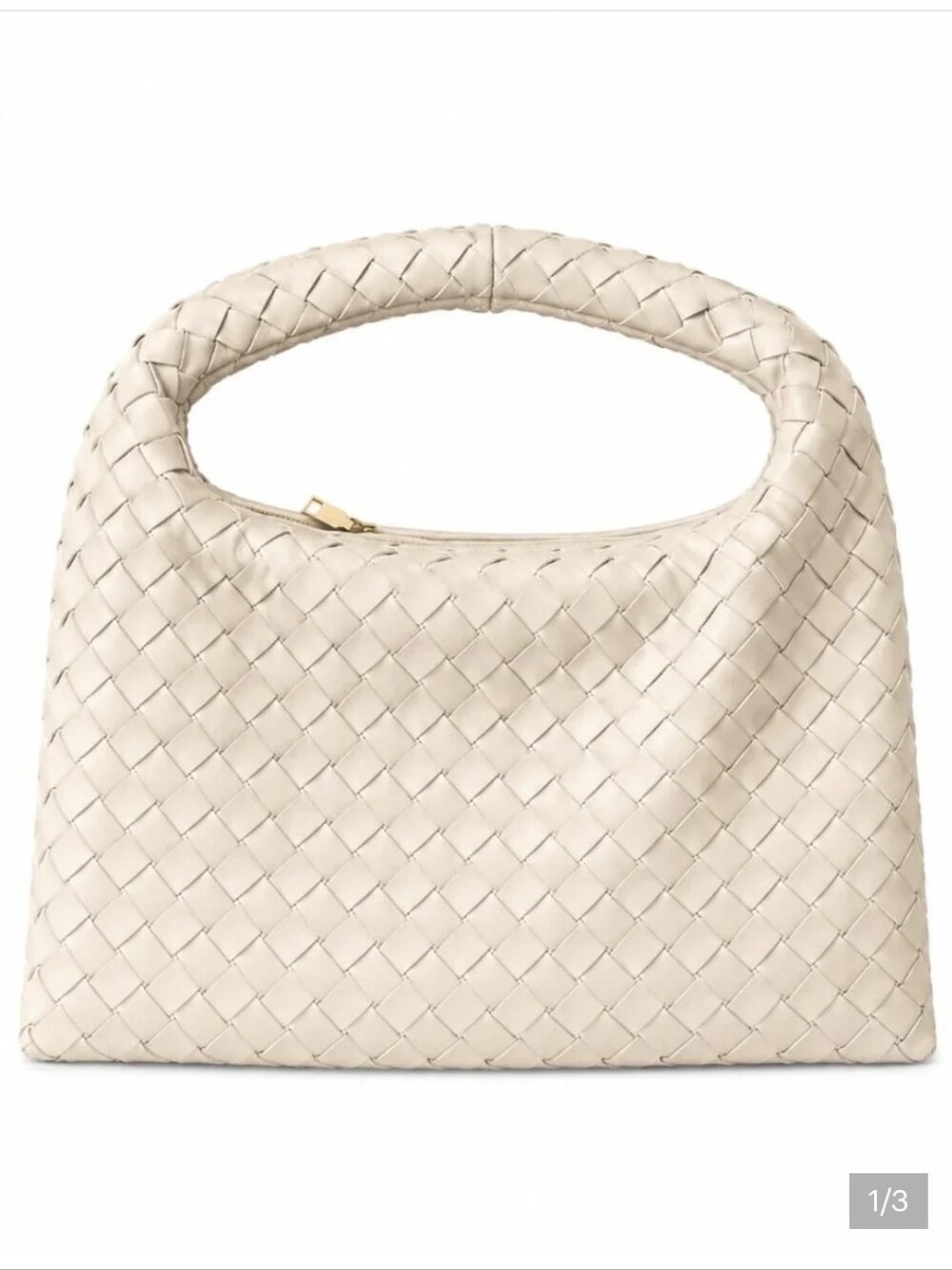 Nico & Olive Oatmilk Woven Leather Hobo Bag